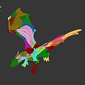 Colorful Mythical Dragon Sculpture With Detailed Green Orange Wings And Tail