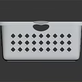 Durable White Plastic Perforated Storage Basket With Handles For Home Organization 3d model