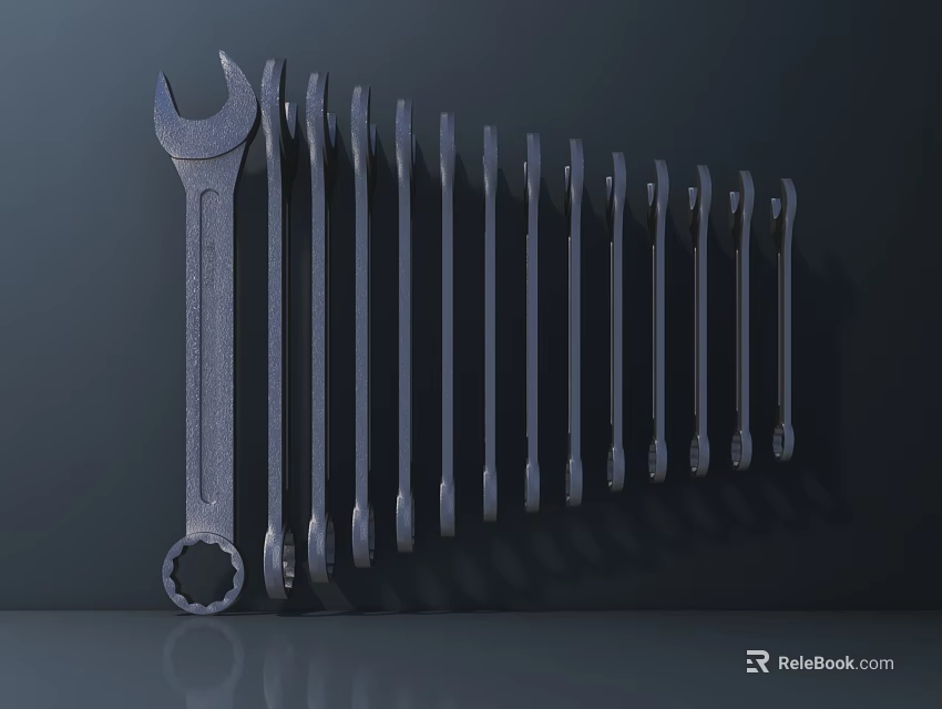 Professional Hardware Wrench Set Featuring Assorted Sizes And Organized Arrangement 3d model 