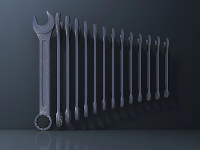 Professional Hardware Wrench Set Featuring Assorted Sizes And Organized Arrangement 3d model