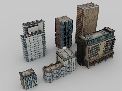 Various Building Models Including High Rise And Low Rise Architectural Designs 3d model