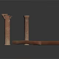 Architectural Columns And Beams With Traditional Carved Details In Brown