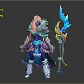 Warrior Character With Blonde Hair Holding Magical Staff In Fantasy Outfit