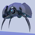 Mechanical Beetle Doll And Spherical Doll With Blue Light Background