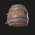 Sturdy Wooden Barrel With Wooden Slats Metal Hoops And Handle For Daily Use