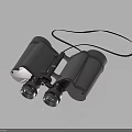 Silver Binoculars For Space Exploration With Reflective Surface And Neck Strap 3d model