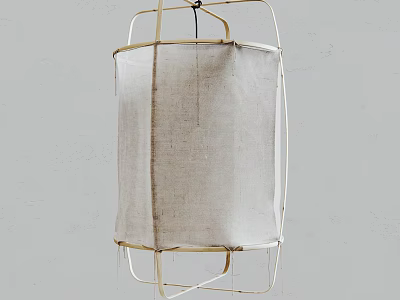 Modern Minimalist Chandelier With White Linen Lampshade And Golden Metal Frame For Home Interior Decoration 3d model
