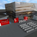 Modern Stage Design With Architectural Building Seating Arrangement And Event Setup 3d model