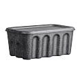 Black Rectangular Foam Container With Ribbed Texture And Fitted Lid Design