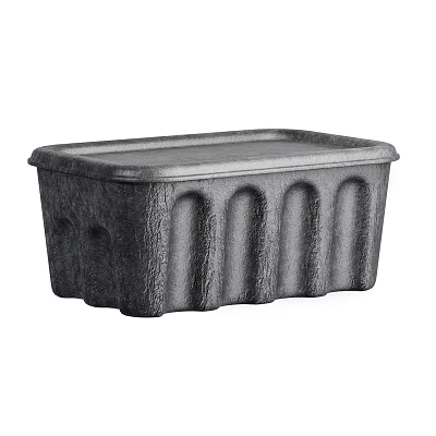 Black Rectangular Foam Container With Ribbed Texture And Fitted Lid Design 3d model