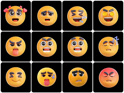 Cartoon Expression Pack Cartoon Avatar QQ Expression Angry Shy Crying 3d model
