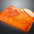 Roasted Chicken Drumsticks on Wooden Cutting Board with Bread Slices and Black Peppercorns