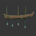 Natural Wooden Branch Decor With Three Supporting Poles And Hanging Metal Containers