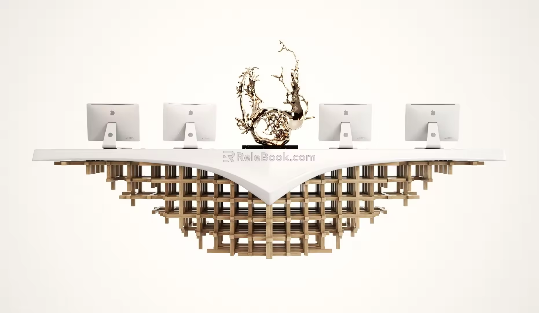 Modern reception desk front desk 3d model