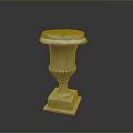Classical Stone Sculpture Vase With Ornate Carvings And Square Base 3d model