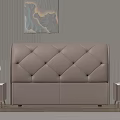 Pink Diamond Tufted Upholstered Double Bed With Nightstand Table Lamp And Wall Art