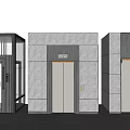 Modern Elevator Assortment Featuring Glass Cabins Stone Clad Panels And Display Screens 3d model