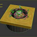 Commercial Equipment With Circular Structure Multiple Components On Yellow Square Platform And Metal Base 3d model