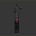 Tactical Rifle With Black Body Red Grip Silencer Orange Component And Rail