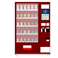 Red Commercial Vending Machine With Pepsi Logo Transparent Front Dispensing Drinks 3d model