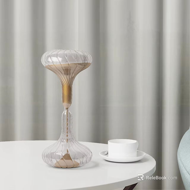 Modern Minimalist Decorative Ornament Set With Transparent Glass Hourglass Shape And Golden Base 3d model 