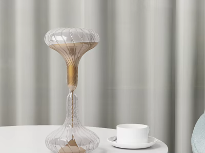 Modern Minimalist Decorative Ornament Set With Transparent Glass Hourglass Shape And Golden Base 3d model