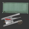 Modern Water Transport Vessel Featuring Red Sail Green Container And Graffiti Art