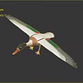 Lifelike Flying Duck Model With White Body Green Wings And Red Beak