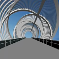 Modern White Bridge with Intricate Lattice Structure Against Blue Sky 3d model