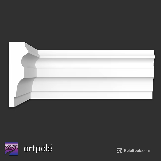 White Decorative Molding With Layered Curved Design For Interior Architectural Use 3d model 