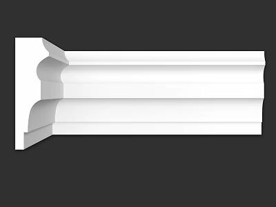 White Decorative Molding With Layered Curved Design For Interior Architectural Use 3d model