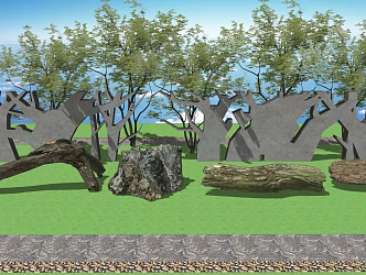 modern rotten wood rotting tree root stake 3d model
