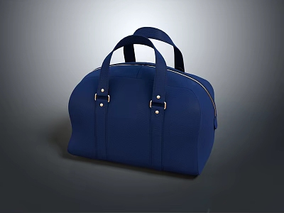 Fashionable Blue Handbag With Double Handles And Metal Buckles For Everyday Use 3d model