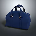 Fashionable Blue Handbag With Double Handles And Metal Buckles For Everyday Use