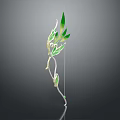 Elegant Green Leaf Decorated Bow With Intricate Vines And Mythical Design Elements 3d model