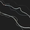Abstract Design of Silver Metallic Wires Curved and Twisted on Black Background