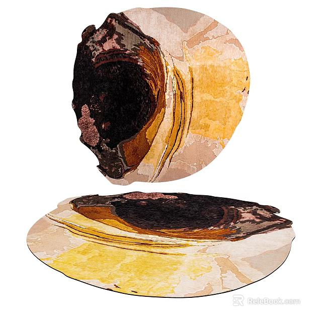 Modern Abstract Shaped Rug Interior Design With Warm Tones And Artistic Pattern 3d model