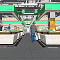 Supermarket Produce Aisle With Fresh Fruits Vegetables Shoppers And Organized Shelves