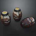 Industrial Factory Interior Featuring Wooden Storage Barrels With Metal Hoops