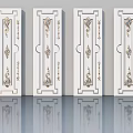 Elegant White Hinged Doors with Gold Decorative Carvings and Ornate Patterns