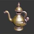 Yellow Swan Shaped Decorative Teapot With Lid Curved Spout And Base