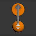 Modern Orange And White Table Lamp With Curved Arm And Round Base