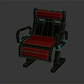 Modern Red And Gray Accent Chair With Black Armrests And Backrest Holes
