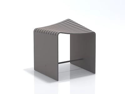 Modern Gray Stool With Wavy Striped Seat And Sleek Minimalist Structure 3d model