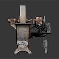 Rusty Vintage Grinding Machine With Metal Wheel And Mechanical Base 3d model