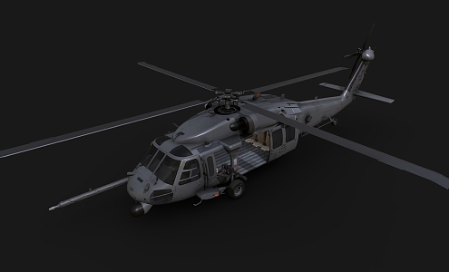 helicopter gunship transport helicopter 3d model