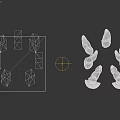 Cube Character With Closed Eyes Facial Design Red Orbs And White Wing Like Structures