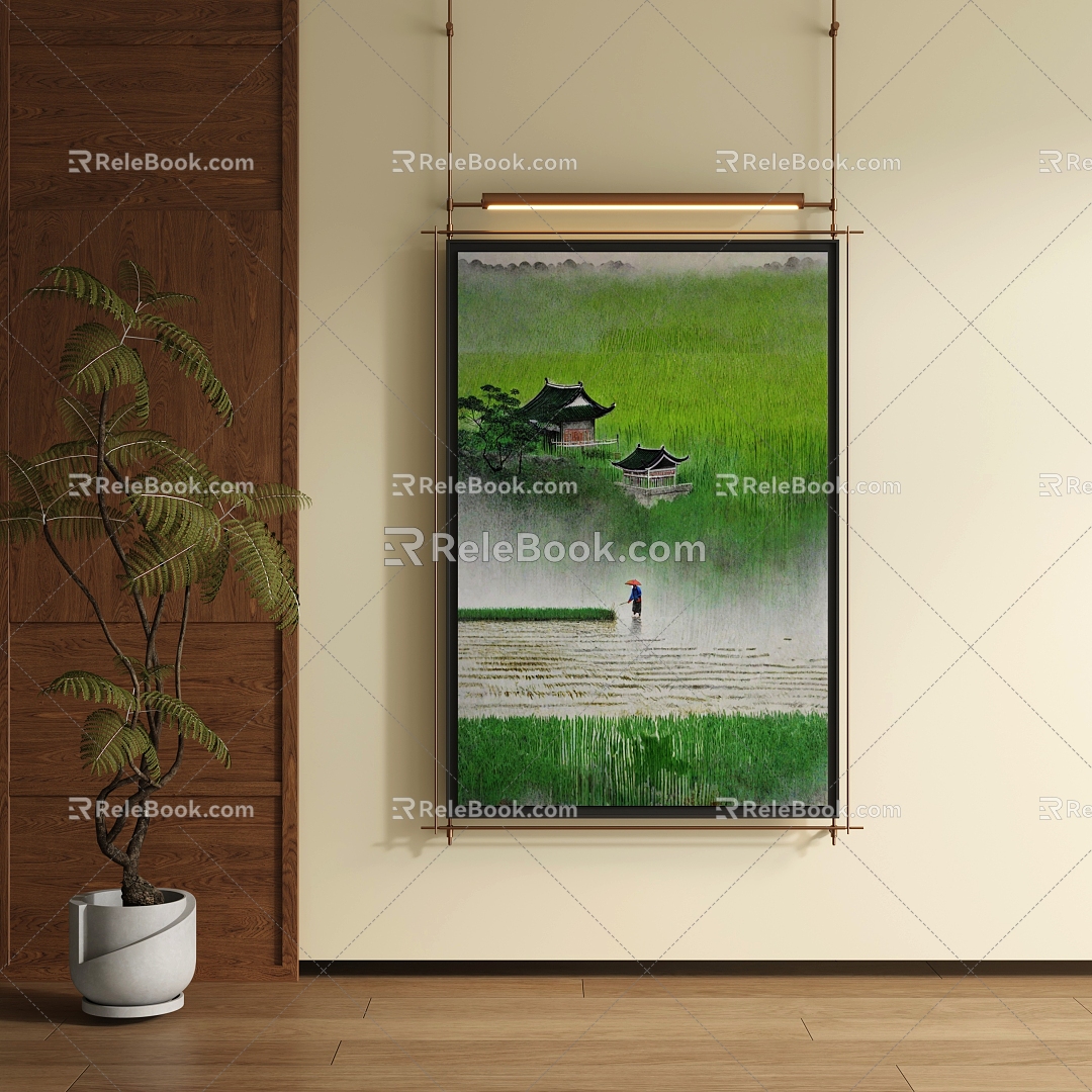 Modern metal rod decorative painting 3d model