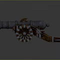 Vintage Decorative Cannon With Dragon Ornament And Striped Wheels Structure