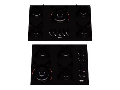 Modern Black Gas Cooktop With Multiple Burners And Control Knobs For Kitchen 3d model